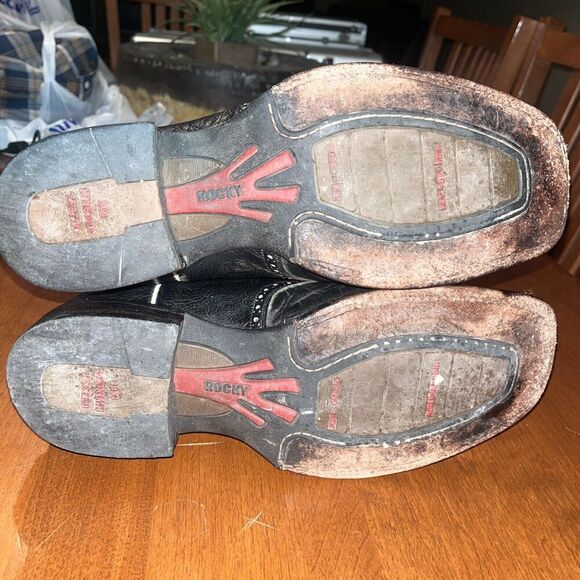 Rocky cowboy western boots Boots Size 9.5 M Black Pull On - Picture 5 of 7